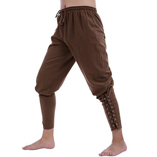 Herren Mittelalter Hose Piratenhose Halloween Cosplay Pirate Kost?m Schn?rhose Wikinger Renaissance Steampunk Kordelzug Freizeithose Mittelalterhose Leinenhose Jahrgang Gothic Kleidung Braun XXL Herren Mittelalter Hose Piratenhose Halloween Cosplay Pirate Kost?m Schn?rhose Wikinger Renaissance Steampunk Kordelzug Freizeithose Mittelalterhose Leinenhose Jahrgang Gothic Kleidung Braun XXL von FYMNSI