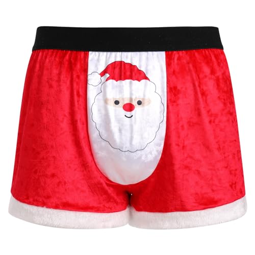 Herren Weihnachts Boxershorts Smat Unterw?sche Weihnachten Unterhosen M?nner Boxershorts Slip Nachtw?sche Reizw?sche Retroshorts Elastische Boxer Hipster Herrenunterw?sche Trunk Rot Weihnachtsmann XXL von FYMNSI