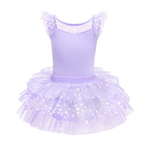 Kinder Mädchen Ballettkleid Ballettanzug Tanzkleid Ballettbody Tanzbody Ballerina Kostüm Balletttrikot Turnbody mit Tütü Rock Set Baumowlle Ballett Kleider Turnanzug Gymnastikanzug Violett 3-4 Jahre von FYMNSI