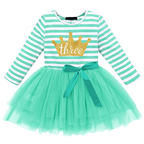 Kleinkinder Baby Mädchen 3. Jahre Geburtstag Party Kleid Gestreift Tüllkleid Langarm Glänzend Krown Prinzessin Tütü Festkleid Streifen Herbstkleid Freizeit Fotoshooting Bekleidung Blaugrün 3 Jahre Kleinkinder Baby Mädchen 3. Jahre Geburtstag Party Kleid Gestreift Tüllkleid Langarm Glänzend Krown Prinzessin Tütü Festkleid Streifen Herbstkleid Freizeit Fotoshooting Bekleidung Blaugrün 3 Jahre von FYMNSI