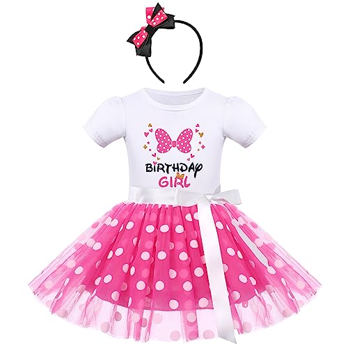 FYMNSI Baby Mädchen Halloween Mouse Kostüm Kleinkinder Geburtstag Partykleid Kinder Vintage Gepunktet Tutu Tüllkleid Prinzessin Festliches Festkleid Weihnachtskleid Fasching Karneval Rose 2-3 Jahre von FYMNSI