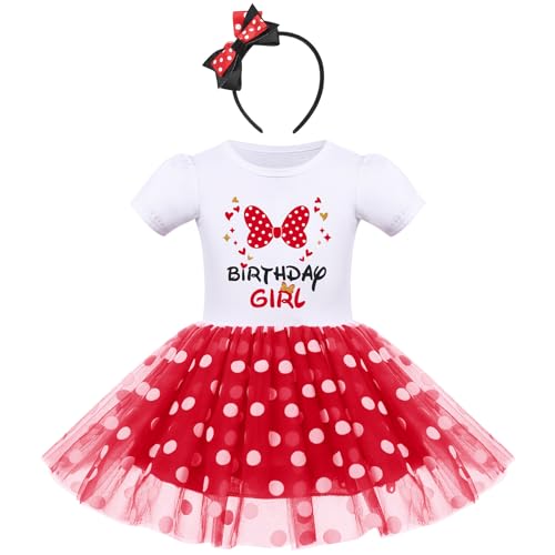 Baby Mädchen Halloween Mouse Kostüm Kleinkinder Geburtstag Partykleid Kinder Vintage Gepunktet Tutu Tüllkleid Prinzessin Festliches Festkleid Weihnachtskleid Fasching Karneval Weiß 12-18 Monate von FYMNSI