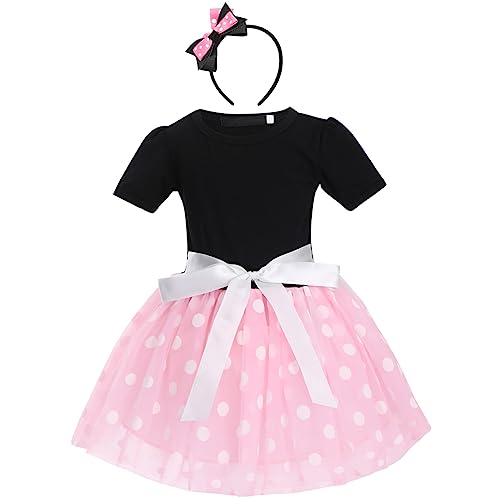 FYMNSI Kinder Baby Mädchen Minnie Maus Kostüme Gepunket Tütü Tüll Geburtstag Partykleid Fasching Karneval Halloween Weihnachten Cosplay Festliches Ballkleid mit Stirnband von FYMNSI