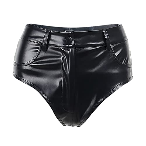 Leder Shorts für Damen Kurz Lederoptik Glanz PU Hose Push Up Kunstleder Hotpants Sexy Hohe Taille Mini Shorts Elastisch Kurze Hose Fasching Rave Tanz Nachtclub Karneval Gogo Clubwear Schwarz D L Leder Shorts für Damen Kurz Lederoptik Glanz PU Hose Push Up Kunstleder Hotpants Sexy Hohe Taille Mini Shorts Elastisch Kurze Hose Fasching Rave Tanz Nachtclub Karneval Gogo Clubwear Schwarz D L von FYMNSI
