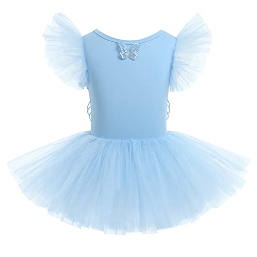 Mädchen Ballettkleidung Kinder Ballett Tanz Kleid Tütü Rock Tinkerbell Feen Kostüm Ballettkleid Bodysuit Ballettanzug Baumwolle Balletttrikot Tanzoutfit Tanzkleid Turnanzug Trikot Blau 7-8 Jahre von FYMNSI