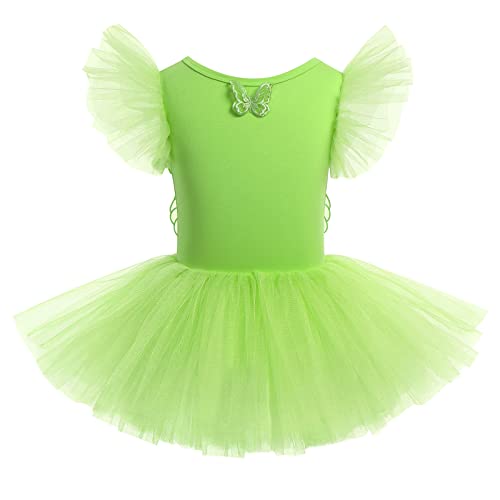 Mädchen Ballettkleidung Kinder Ballett Tanz Kleid Tütü Rock Tinkerbell Feen Kostüm Ballettkleid Bodysuit Ballettanzug Baumwolle Balletttrikot Tanzoutfit Tanzkleid Turnanzug Trikot Grün 11-12 Jahre von FYMNSI