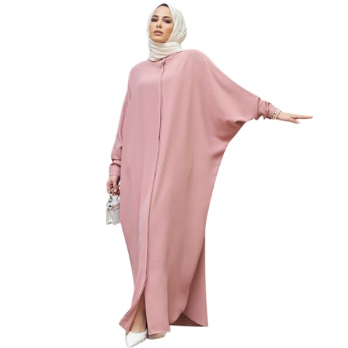 Muslimisches Kleid f?r Damen, Abaya Muslim Damen, Gebetskleidung f?r Frauen Kaftan Naher Osten Dubai T?rkei Arabische Islamische Kleidung Einteiliges Langarm Maxikleid Ramadan Party Robe Rosa von FYMNSI