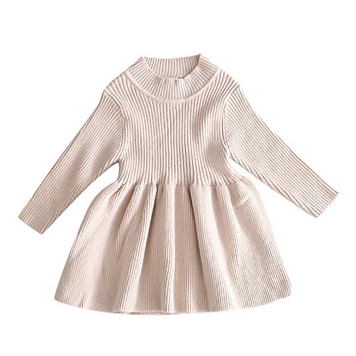 Neugeborenes Baby M?dchen Gestrickt Kleid Strick Pullover Langarm Strickkleid Prinzessin Minikleid Herbst Winter Warm H?keln Tops Partykleid Einfarbig Winterpulli Winterpullover Aprikose 0-6 Monate von FYMNSI