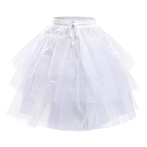 Petticoat Unterröcke Reifrock Kinder Mädchen Crinoline Rockabilly A Linie Lang Rock Unterrock Krinoline für Hochzeit Abendkleid Ballkleider Partykleid Barock Weiß Einheitsgröße von FYMNSI