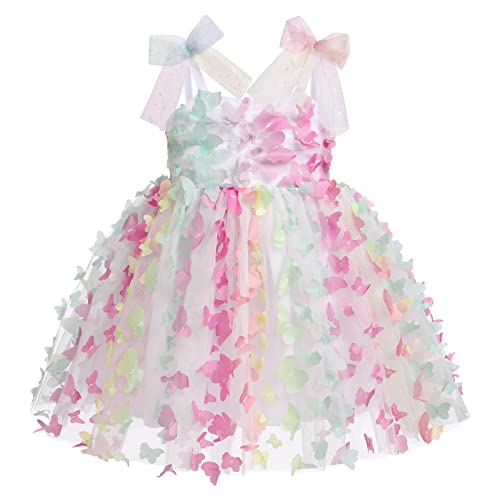 Taufkleid Baby M?dchen Prinzessin Schmetterling Kleid Erster 1 Geburtstag Outfit 1 Jahr Geburtstagskleid Partykleid Tr?gerkleid Sommerkleid Festliches Festkleid T?llkleid Fotoshooting Bunt 2-3 Jahre von FYMNSI