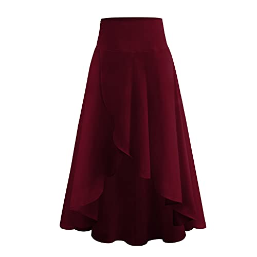 Wickelrock Damen Lang Rock mit Schlitz Midirock Asymmetrische Hohe Taille Sommerrock Leicht Wickel Maxiröcke Einfarbig Urlaub Boho Strandrock Elegant Freizeitrock Retro Swing Rock Casual Weinrot XL Wickelrock Damen Lang Rock mit Schlitz Midirock Asymmetrische Hohe Taille Sommerrock Leicht Wickel Maxiröcke Einfarbig Urlaub Boho Strandrock Elegant Freizeitrock Retro Swing Rock Casual Weinrot XL von FYMNSI