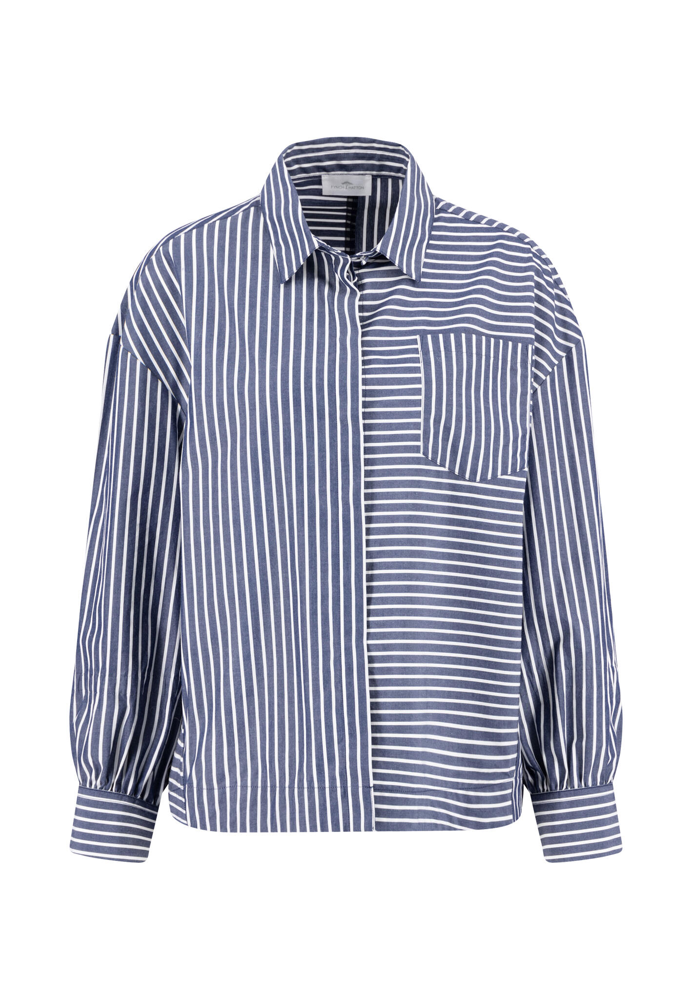 FYNCH-HATTON - BLOUSE ASYM STRIPE aura blue - Gr. - 40 von FYNCH-HATTON