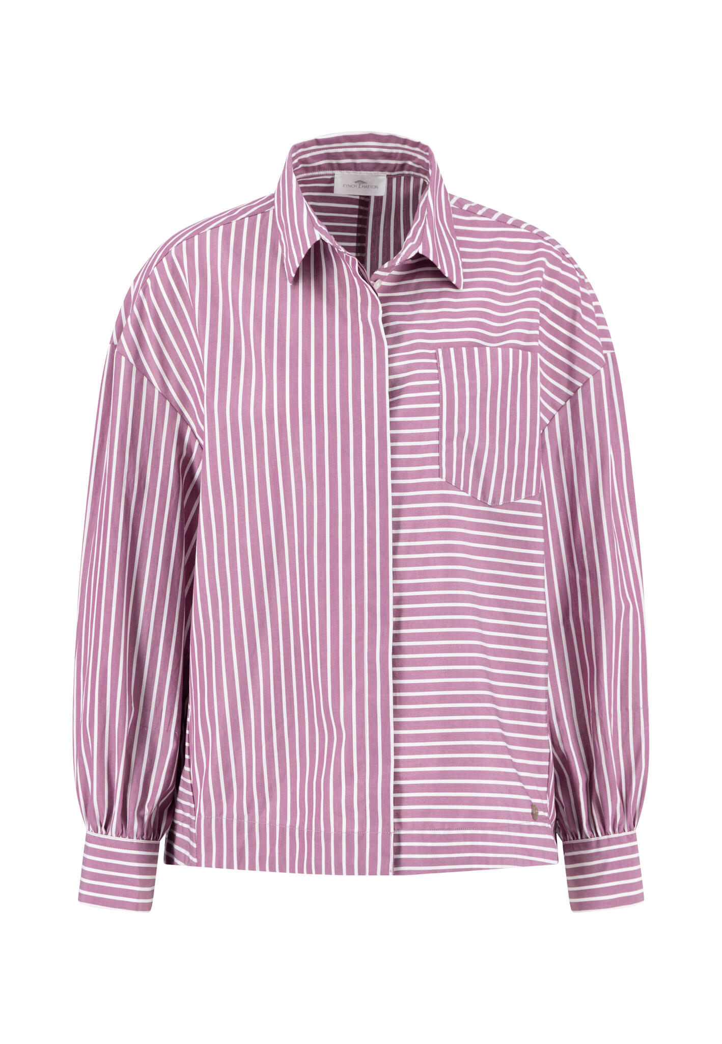 FYNCH-HATTON - BLOUSE ASYM STRIPE berry rose - Gr. - 42 von FYNCH-HATTON