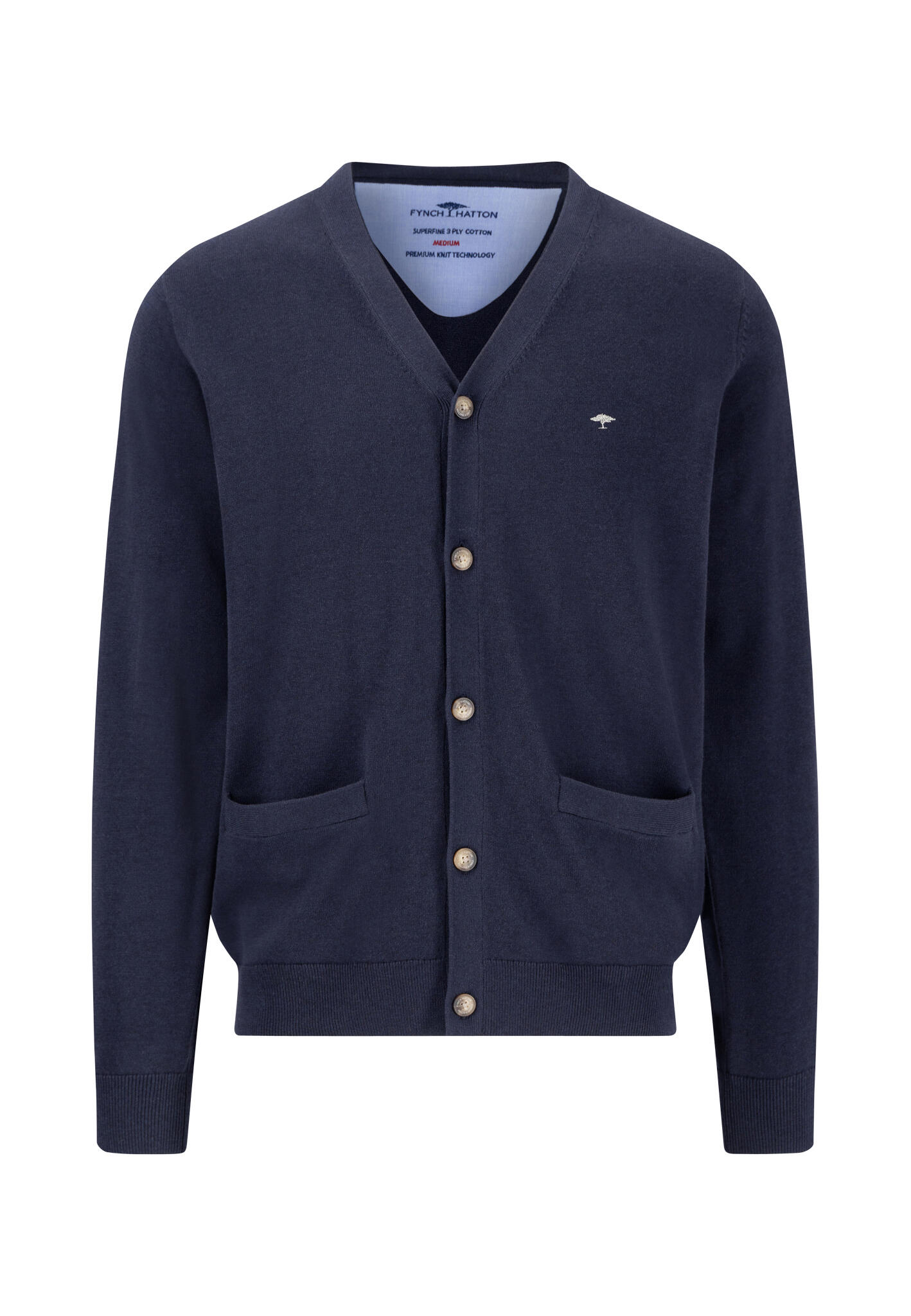FYNCH-HATTON - Buttoned Cardigan, Superfine navy - Gr. - L von FYNCH-HATTON