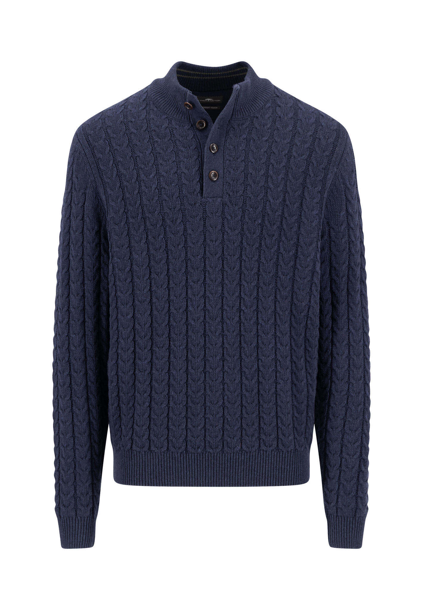 FYNCH-HATTON - Buttoned Troyer, Soft Knit Cable navy - Gr. - XXL von FYNCH-HATTON