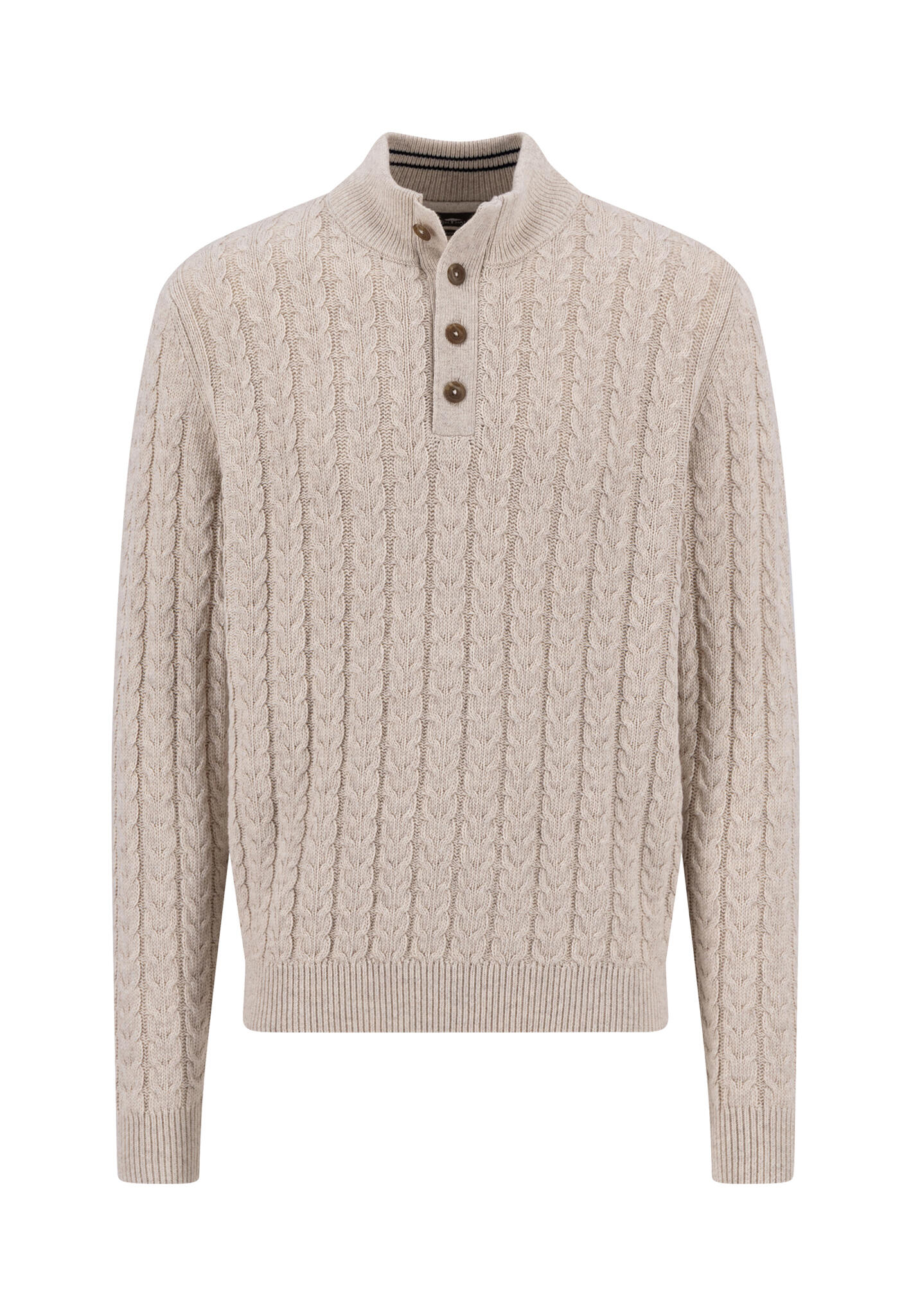 FYNCH-HATTON - Buttoned Troyer, Soft Knit Cable new offwhite - Gr. - XL von FYNCH-HATTON