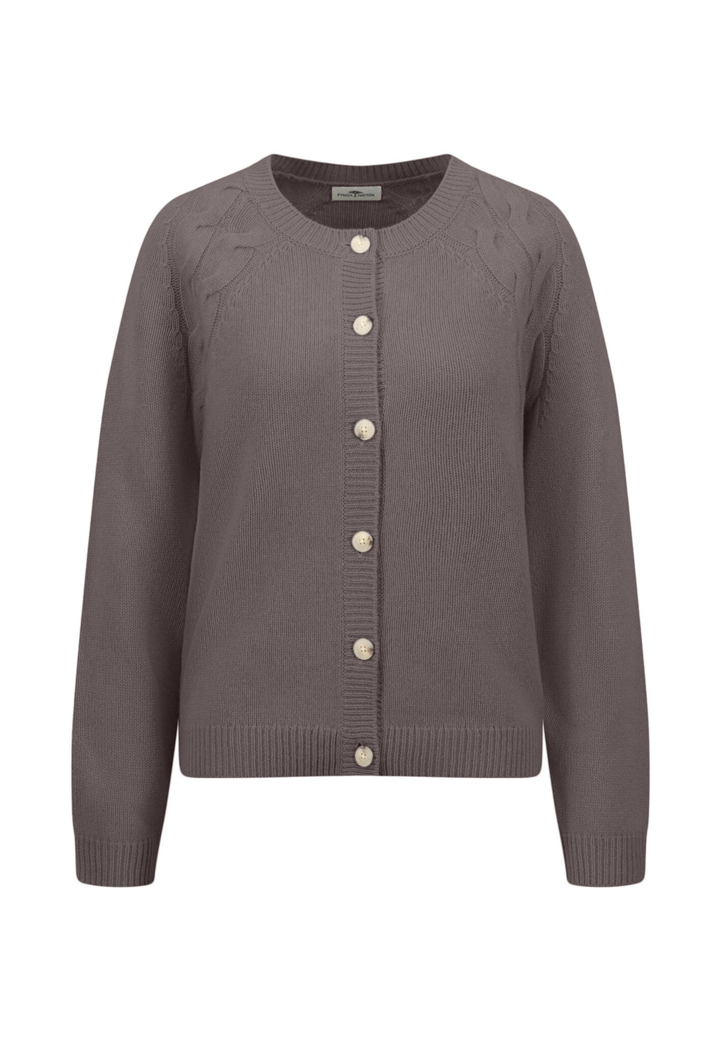 FYNCH-HATTON - CARDIGAN CABLE RAGLAN SOFTWOOL*RWS grey taupe - Gr. - XXL von FYNCH-HATTON