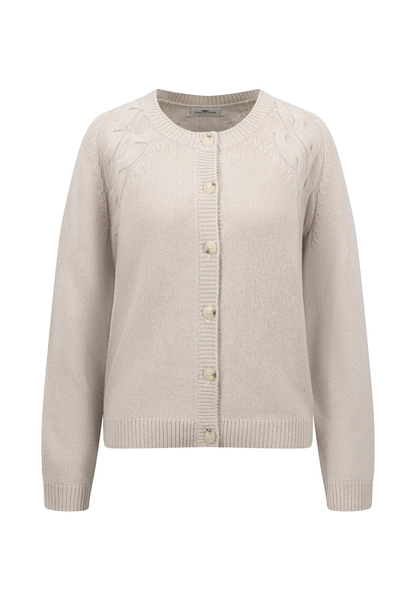 FYNCH-HATTON - CARDIGAN CABLE RAGLAN SOFTWOOL*RWS winter beige - Gr. - XXL von FYNCH-HATTON