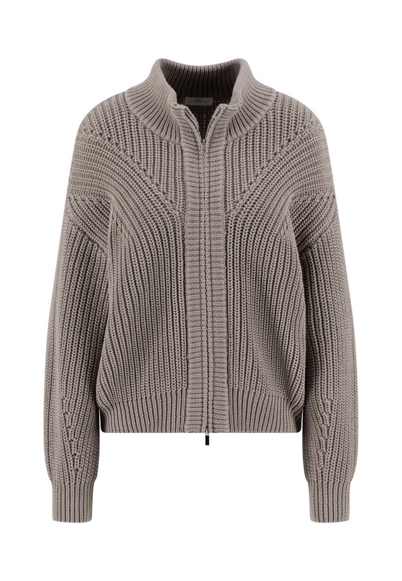 FYNCH-HATTON - CARDIGAN ZIP COTTON MIX RIB smoky beige - Gr. - L von FYNCH-HATTON
