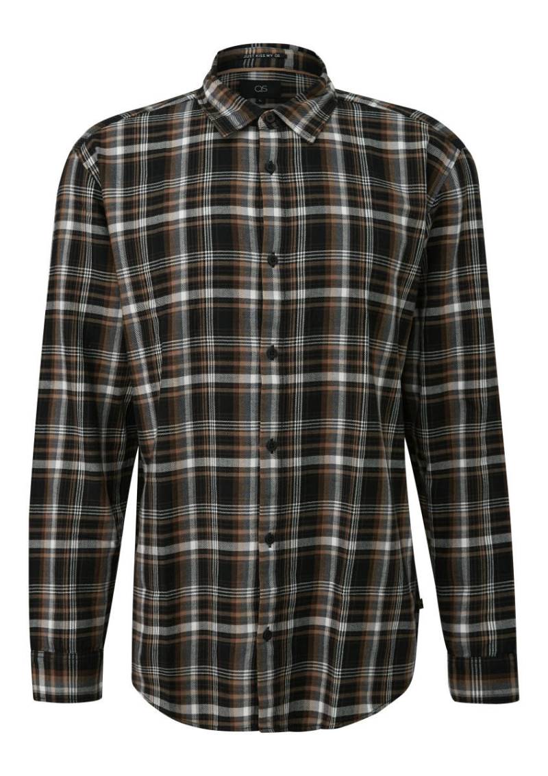 Q/S designed by - Regular Fit: Kariertes Flanellhemd mit Kentkragen schwarz - Gr. - S von Q/S designed by