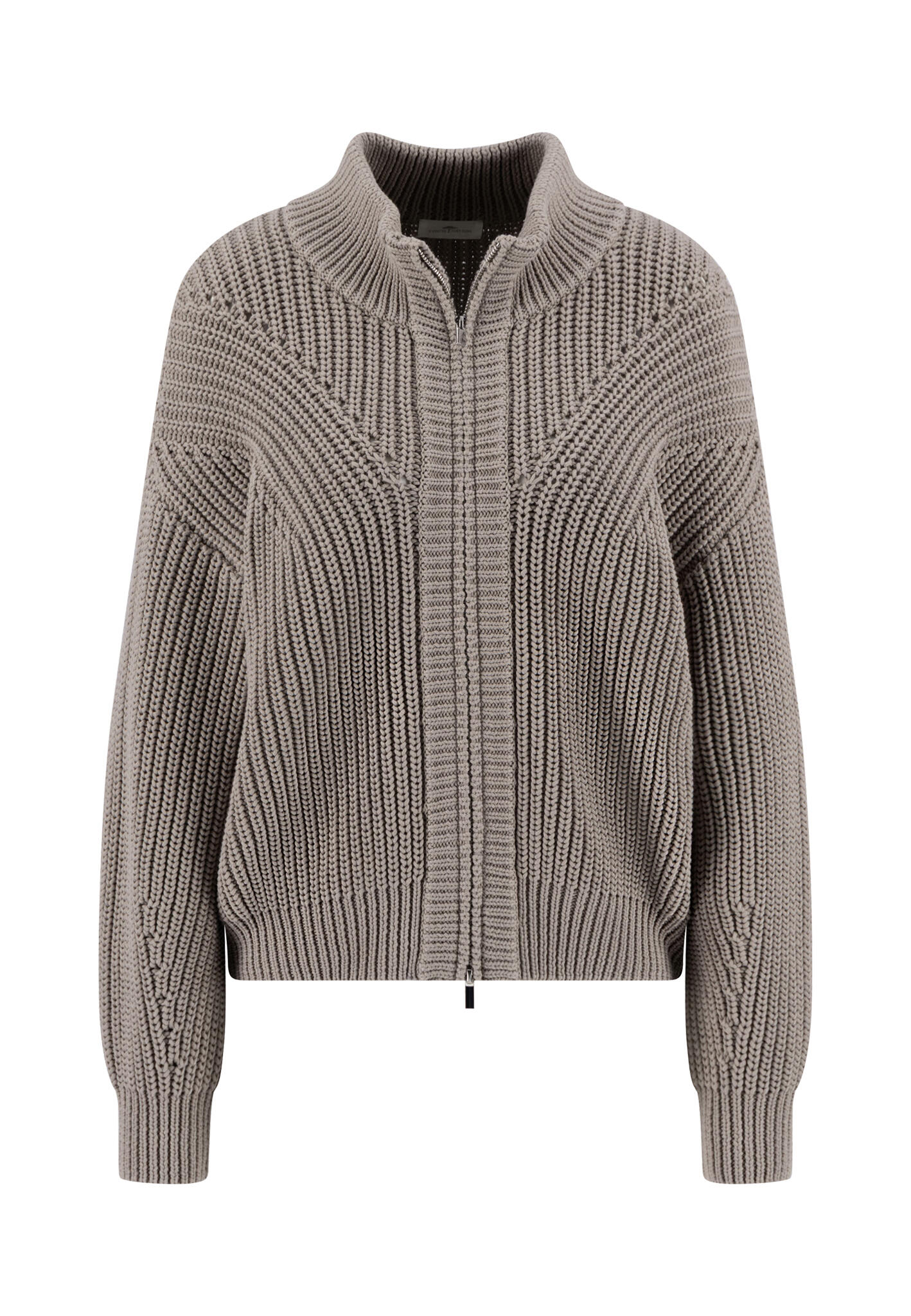 FYNCH-HATTON - CARDIGAN ZIP COTTON MIX RIB smoky beige - Gr. - S von FYNCH-HATTON
