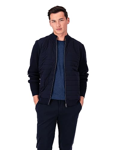 FYNCH-HATTON Cardigan-Zip 1309658 - Hybrid-Cardigan aus Material-Mix Navy 3XL von FYNCH-HATTON