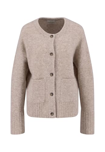 FYNCH-HATTON Damen Strickjacke – Wollmix mit Alpaka, Rundhalsausschnitt, Knopfleiste CAPPUCCHINO/XL von FYNCH-HATTON