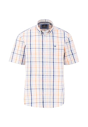 FYNCH-HATTON Fein Kariertes Halbarm-Hemd mit Logodetail Sunny orange/M von FYNCH-HATTON