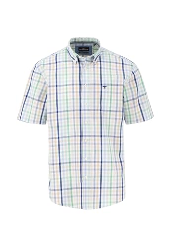 FYNCH-HATTON Fein Kariertes Halbarm-Hemd mit Logodetail Turf Green/XL von FYNCH-HATTON