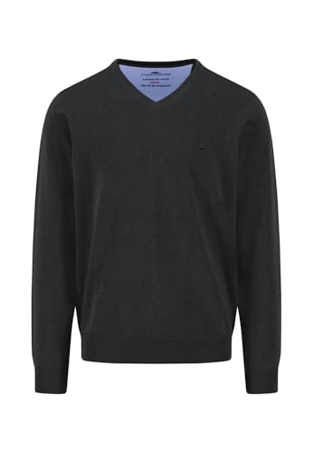 FYNCH-HATTON Feinstrickpullover aus Baumwolle mit V-Ausschnitt Black / 4XL von FYNCH-HATTON