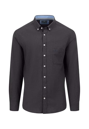 FYNCH-HATTON Flanell-Hemd aus Baumwolle mit Button-Down Kragen Charcoal/XL von FYNCH-HATTON