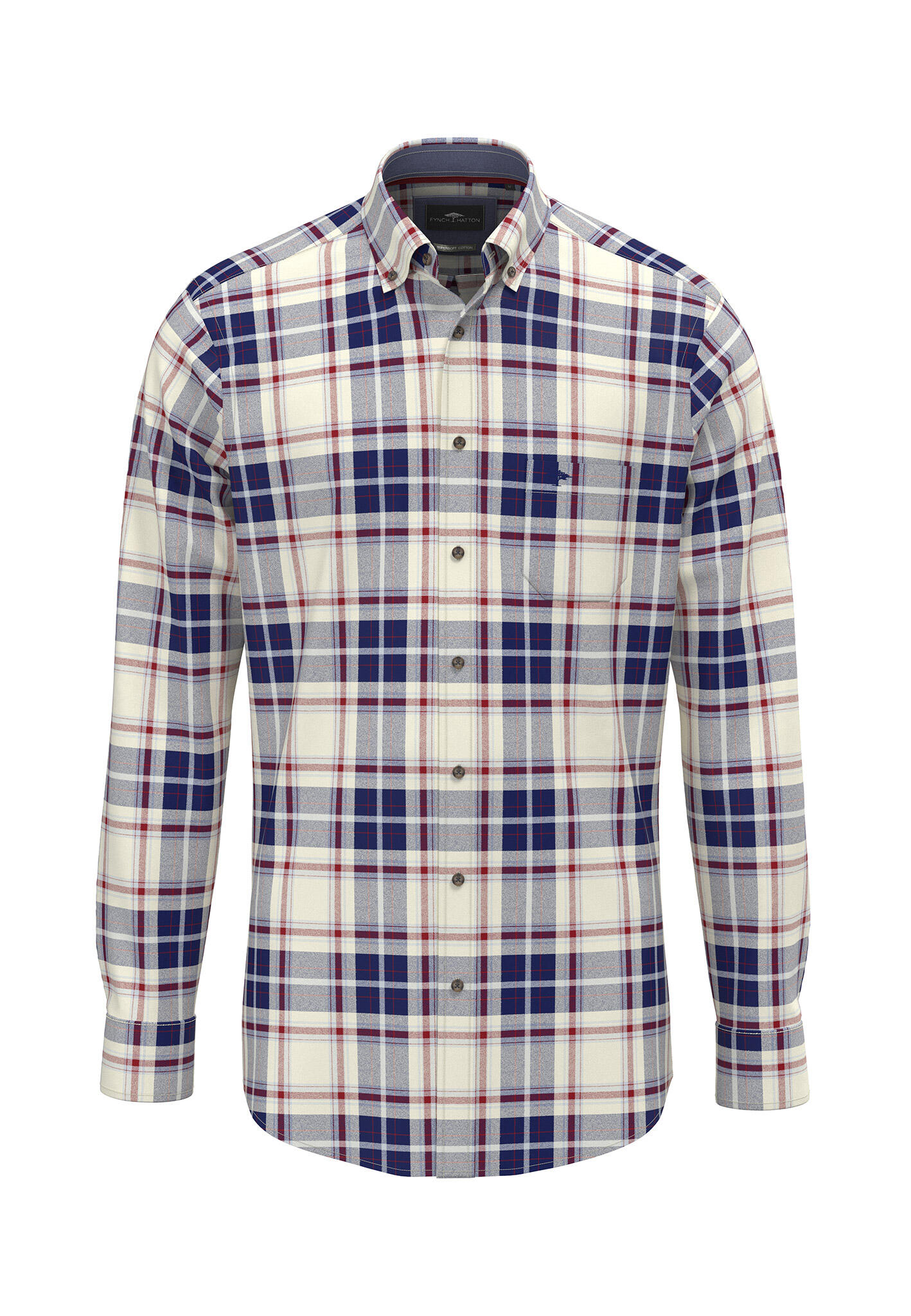 FYNCH-HATTON - Flannel Check, B.D., 1/1 garnet red - Gr. - 3XL von FYNCH-HATTON