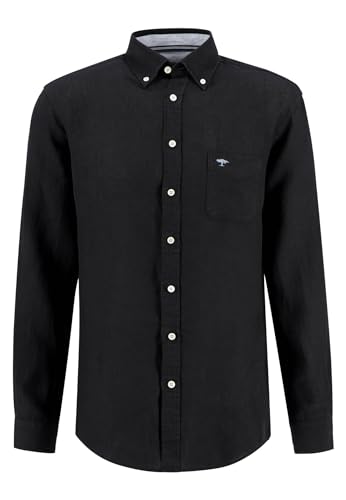 FYNCH-HATTON Premium Leinenhemd mit Button-Down-Kragen Black/XXL von FYNCH-HATTON