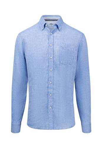 FYNCH-HATTON Premium Leinenhemd mit Button-Down-Kragen Bright Ocean/XXL von FYNCH-HATTON