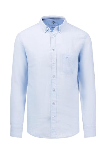 Premium Leinenhemd mit Button-Down-Kragen Light Sky/L von FYNCH-HATTON