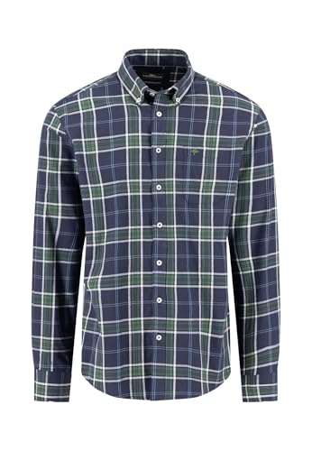 FYNCH-HATTON Hemd aus Baumwolle mit Karomuster in Grün-Blau und Button-Down-Kragen Navy/L von FYNCH-HATTON