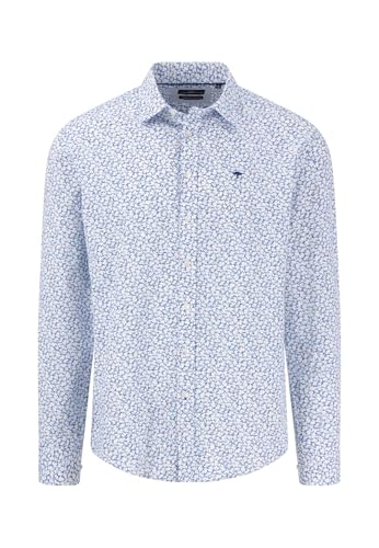 FYNCH-HATTON Hemd aus Baumwolle mit Kentkragen und Alloverprint Navy/XL von FYNCH-HATTON