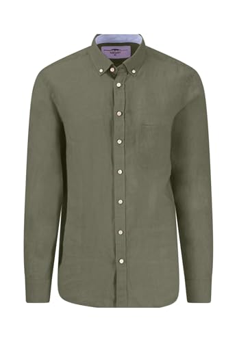 FYNCH-HATTON Hemd aus Leinen mit Button-Down-Kragen Olive/XXL von FYNCH-HATTON