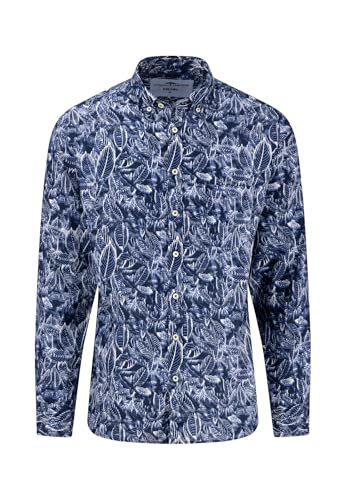 FYNCH-HATTON Hemd aus Leinen mit botanischem Muster Navy/L von FYNCH-HATTON