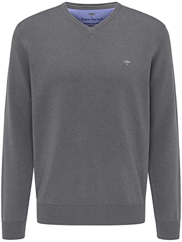 FYNCH-HATTON Herren, V-Neck Pullover Grau (Steel 936), Large (Herstellergröße: L) von FYNCH-HATTON