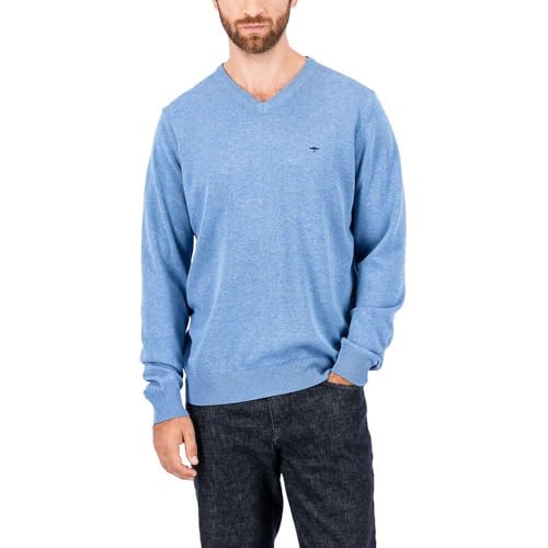FYNCH-HATTON Strickpullover aus Baumwolle mit V-Ausschnitt Cloud Blue/XL von FYNCH-HATTON