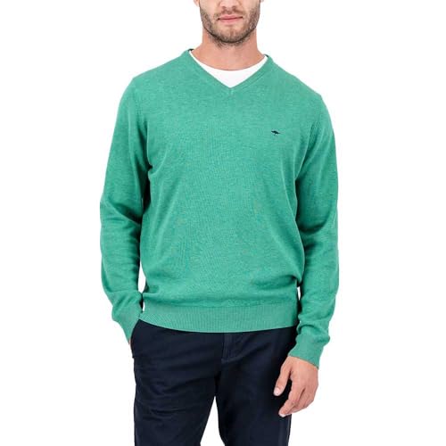 FYNCH-HATTON Strickpullover aus Baumwolle mit V-Ausschnitt Grass Green/XXL von FYNCH-HATTON