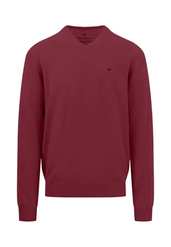 FYNCH-HATTON Herren Feinstrickpullover mit V-Ausschnitt, Ruby red, L von FYNCH-HATTON