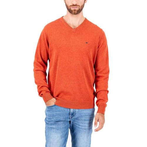 FYNCH-HATTON Strickpullover aus Baumwolle mit V-Ausschnitt Rust/L von FYNCH-HATTON