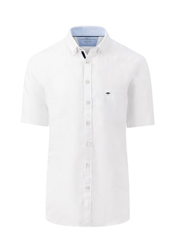 FYNCH-HATTON Herren Halbarm-Leinenhemd mit Button-Down-Kragen, White, 3XL von FYNCH-HATTON