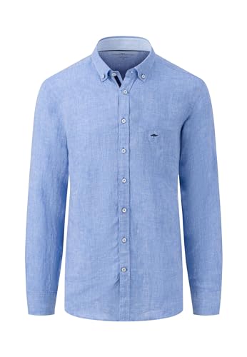 FYNCH-HATTON Herren Premium Leinenhemd mit Button-Down-Kragen, Crystal Blue, 3XL von FYNCH-HATTON