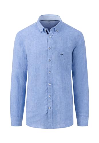 FYNCH-HATTON Herren Premium Leinenhemd mit Button-Down-Kragen, Crystal Blue, L von FYNCH-HATTON