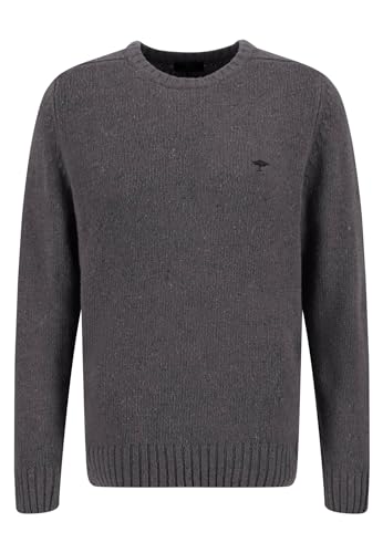 FYNCH-HATTON Herren Pullover aus Donegal-Strick mit Rundhalsausschnitt, Steel, M von FYNCH-HATTON