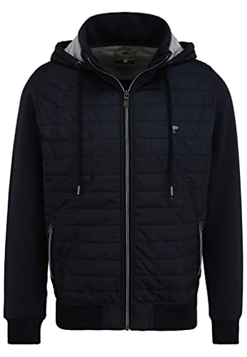 FYNCH-HATTON Herren Steppjacke Cardigan Zip - Mix aus Baumwolle mit Kapuze Stehkragen Reißverschluss - Strickjacke College leicht und Hybrid aus 2-in-1-Look von FYNCH-HATTON