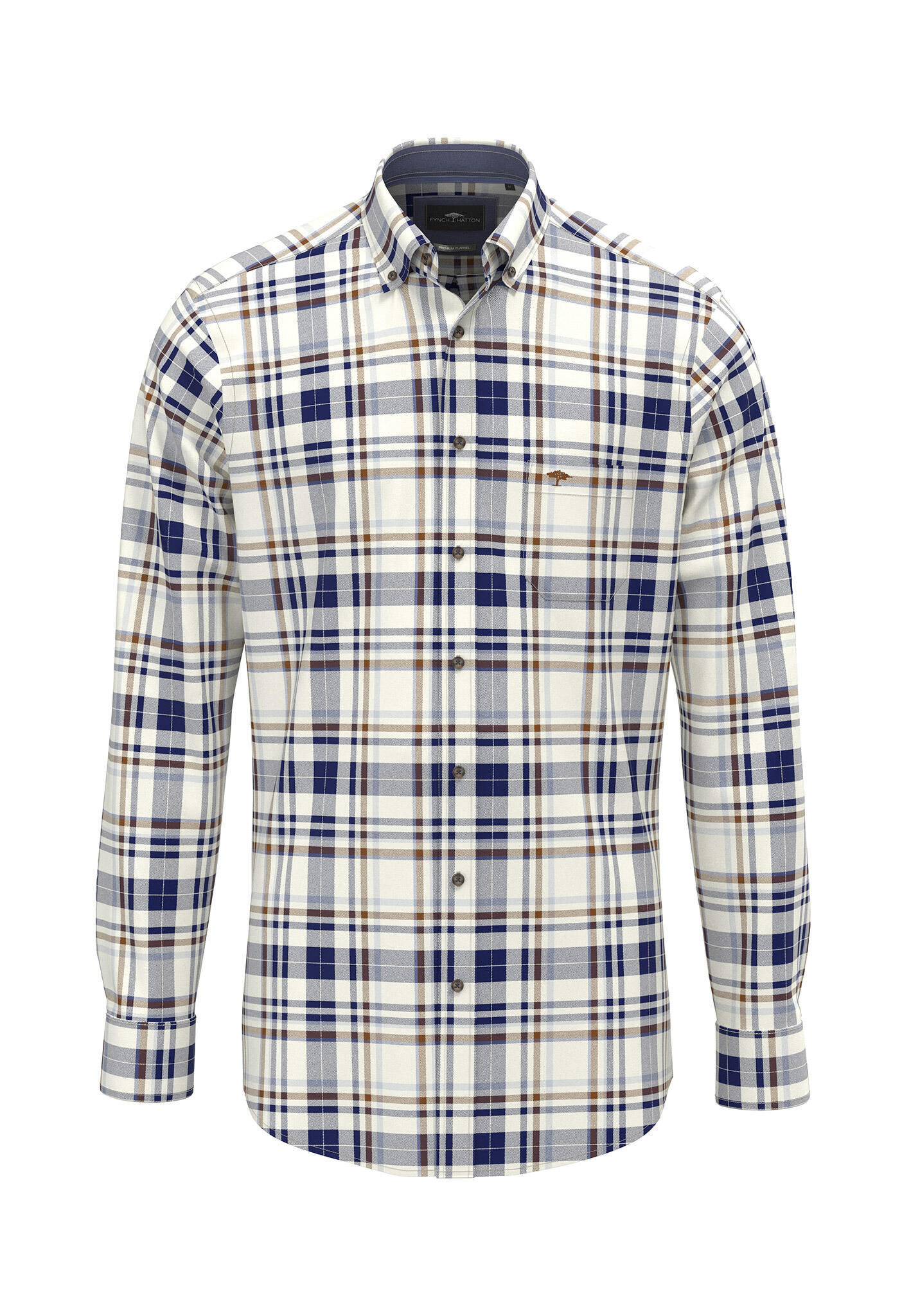 FYNCH-HATTON - Herringbone Check, B.D., 1/1 misty blue - Gr. - XXL von FYNCH-HATTON